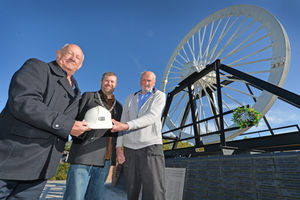 Parish councillors Brian Lester, John Newman and Jeff Ashley at the memorial garden for Littleton Colliery